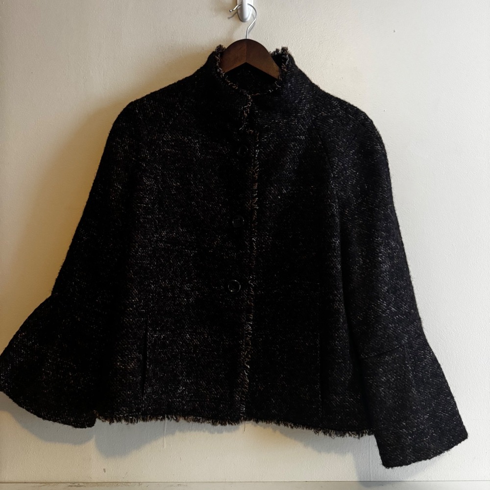 Zara Woman Chocolate Brown Women's LG Wool Alpaca Modair Blend Natural Fibers